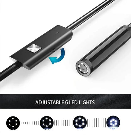 Câmera endoscópica de 7.0mm, ip67, à prova d'água, 6 leds, ajustável, usb, android, flexível, inspeção, boroscópio, para telefone, pc