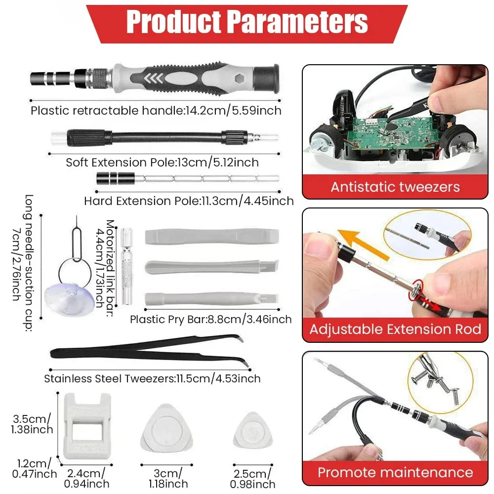 Electronics Screwdriver Set, 115 in 1 Precision Screwdriver Tools, Nut Driver, Ferramentas profissionais de reparo magnético, Laptop Repair