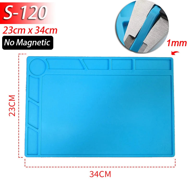 Tapete de estação de solda Tapete de trabalho de silicone resistente ao calor 932 ° F Tapete magnético antiestático para reparo de relógio de laptop de telefone eletrônico
