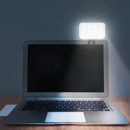Mini luz de preenchimento portátil para selfie, recarregável, 3 modos de brilho ajustável, clipe para celular, maquiagem, computador, luz de preenchimento