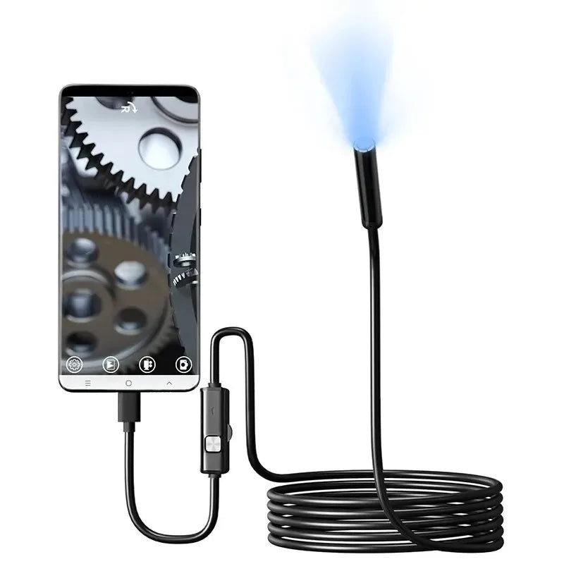 Câmera endoscópica de 7.0mm, ip67, à prova d'água, 6 leds, ajustável, usb, android, flexível, inspeção, boroscópio, para telefone, pc