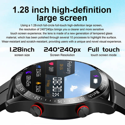 Impermeável relógio inteligente para homens, Bluetooth chamada, saúde do laser, pressão arterial, fitness esportes relógios, caixa, ECG, PPG