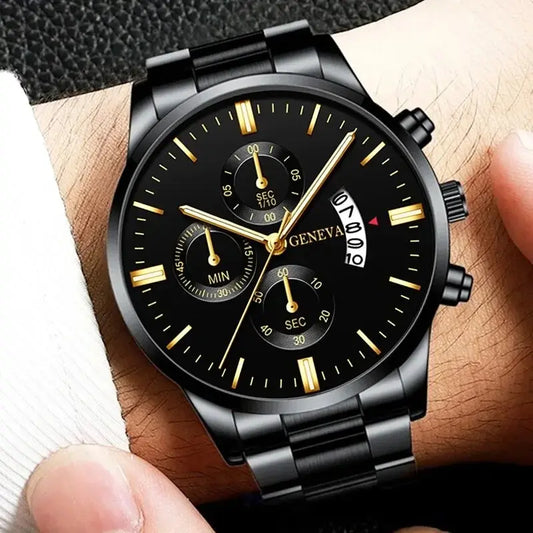 Relógio De Pulso De Quartzo De Aço Inoxidável Para Homens, Calendário De Luxo, Relógios De Negócios, Relógio De Moda