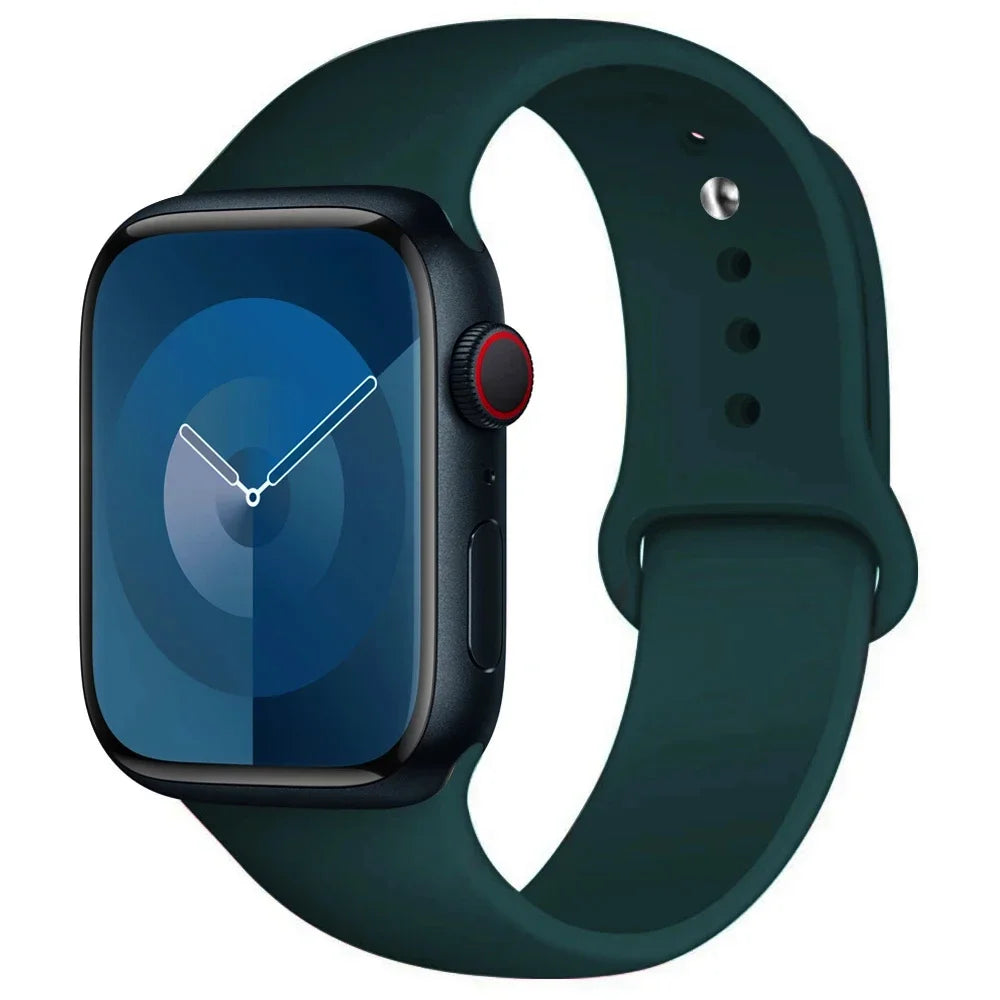 Pulseira de Silicone para Apple Watch, Pulseira Esportiva, iWatch Series 8, 7, 6, 5, 4, 3, SE, 9 Ultra 2, 44mm, 45mm, 40mm, 41 milímetros, 42 38 milímetros, 49 milímetros