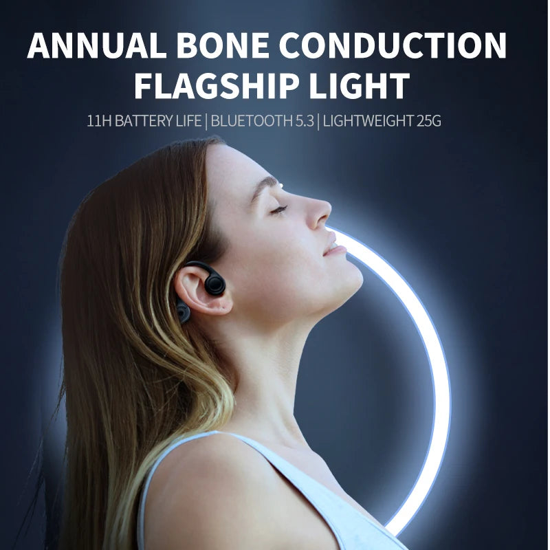 Xiaomi-Real Bone Conduction Sport Headphone, fone de ouvido sem fio, fone de ouvido compatível com Bluetooth, mãos-livres com microfone para correr