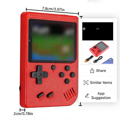 Um console de jogo pequeno portátil vermelho retrô clássico para crianças com centenas de carregamento de jogo pode ser conectado à TV