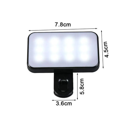 Mini luz de preenchimento portátil para selfie, recarregável, 3 modos de brilho ajustável, clipe para celular, maquiagem, computador, luz de preenchimento