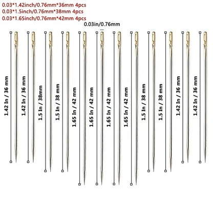 12pçs agulha cega para idosos, agulha com buraco lateral, mão doméstica, costura de aço inoxidável, rosqueamento incomum, vestuário, costura diy