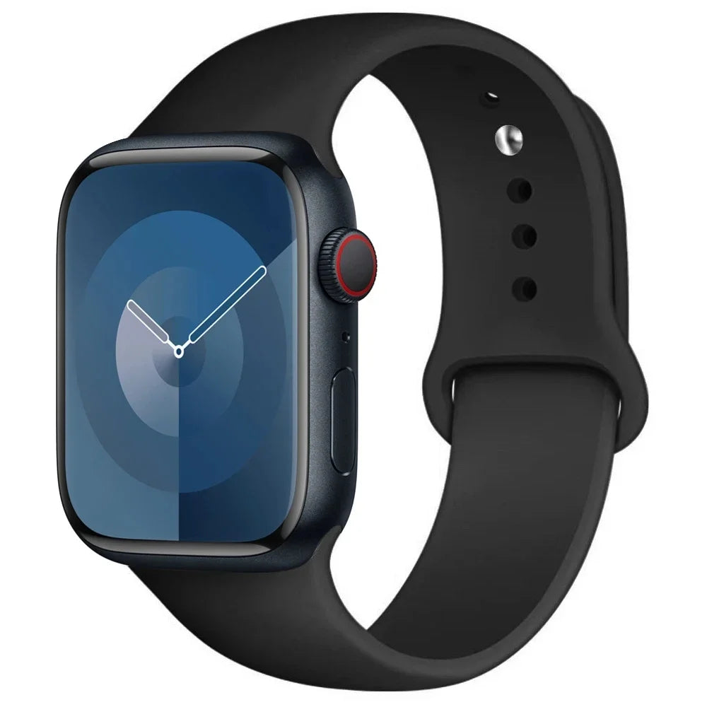 Pulseira de Silicone para Apple Watch, Pulseira Esportiva, iWatch Series 8, 7, 6, 5, 4, 3, SE, 9 Ultra 2, 44mm, 45mm, 40mm, 41 milímetros, 42 38 milímetros, 49 milímetros