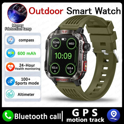Novo para huawei xiaomi militar gps relógio inteligente masculino lanterna bússola à prova dwaterproof água esporte ao ar livre rastreador bluetooth chamada smartwatch