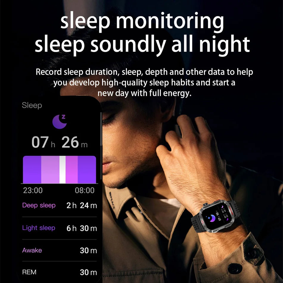 Novo para huawei xiaomi militar gps relógio inteligente masculino lanterna bússola à prova dwaterproof água esporte ao ar livre rastreador bluetooth chamada smartwatch