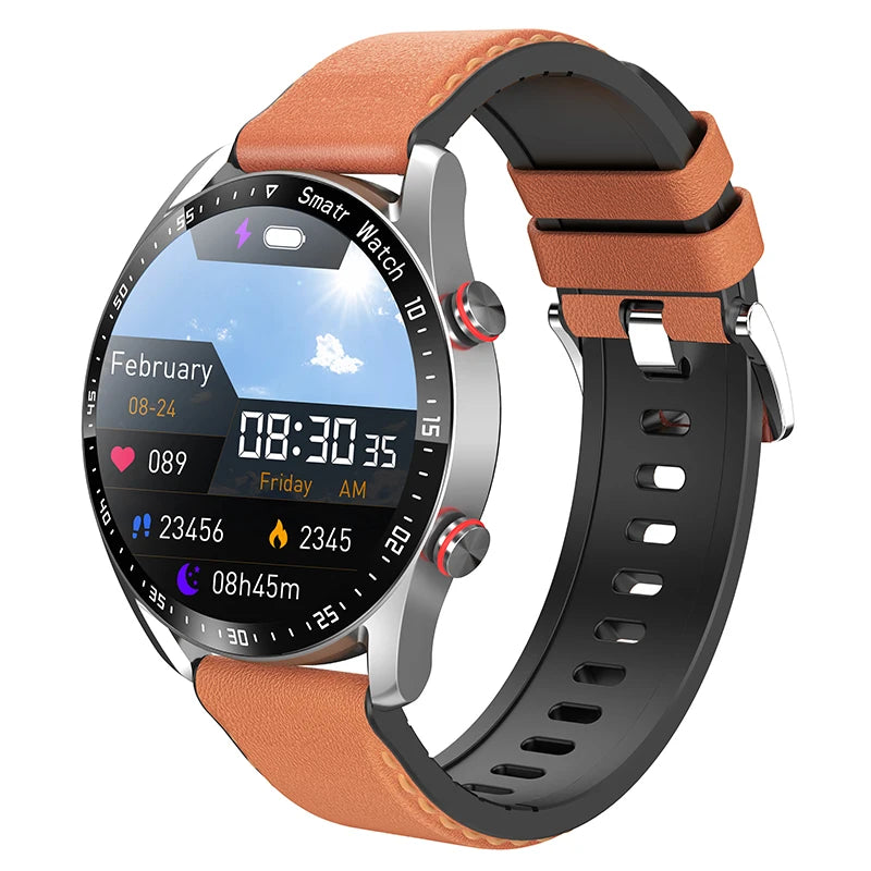 Impermeável relógio inteligente para homens, Bluetooth chamada, saúde do laser, pressão arterial, fitness esportes relógios, caixa, ECG, PPG