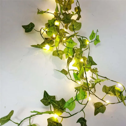 Decoração para Casa, Árvore de Natal, Árvore de Natal, Flor Verde Luzes Cordas, Videira Artificial, Luzes de Fadas