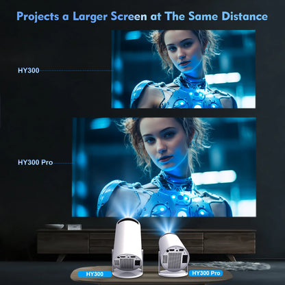 Projetor Magcúbico Android 11 4K 1280*720P HY300 Pro + Wifi Duplo 260ANSI 180 ° Projetor portátil externo flexível para cinema BT5.0