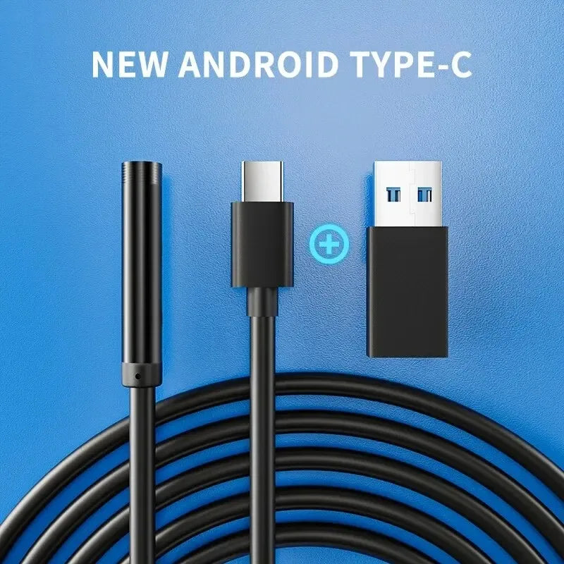 Câmera endoscópica de 7.0mm, ip67, à prova d'água, 6 leds, ajustável, usb, android, flexível, inspeção, boroscópio, para telefone, pc