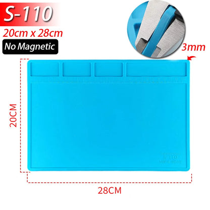 Tapete de estação de solda Tapete de trabalho de silicone resistente ao calor 932 ° F Tapete magnético antiestático para reparo de relógio de laptop de telefone eletrônico
