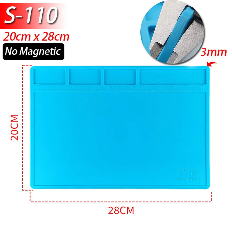 Tapete de estação de solda Tapete de trabalho de silicone resistente ao calor 932 ° F Tapete magnético antiestático para reparo de relógio de laptop de telefone eletrônico