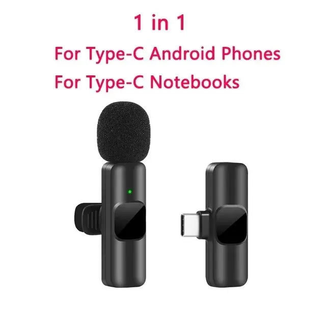 Novo microfone de lapela sem fio portátil gravação de áudio e vídeo mini microfone para iphone android transmissão ao vivo jogos telefone microfone