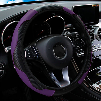 Capa de volante de carro de couro de fibra de carbono PU sem anel interno adequado para 14,5-15 polegadas de suprimentos automotivos