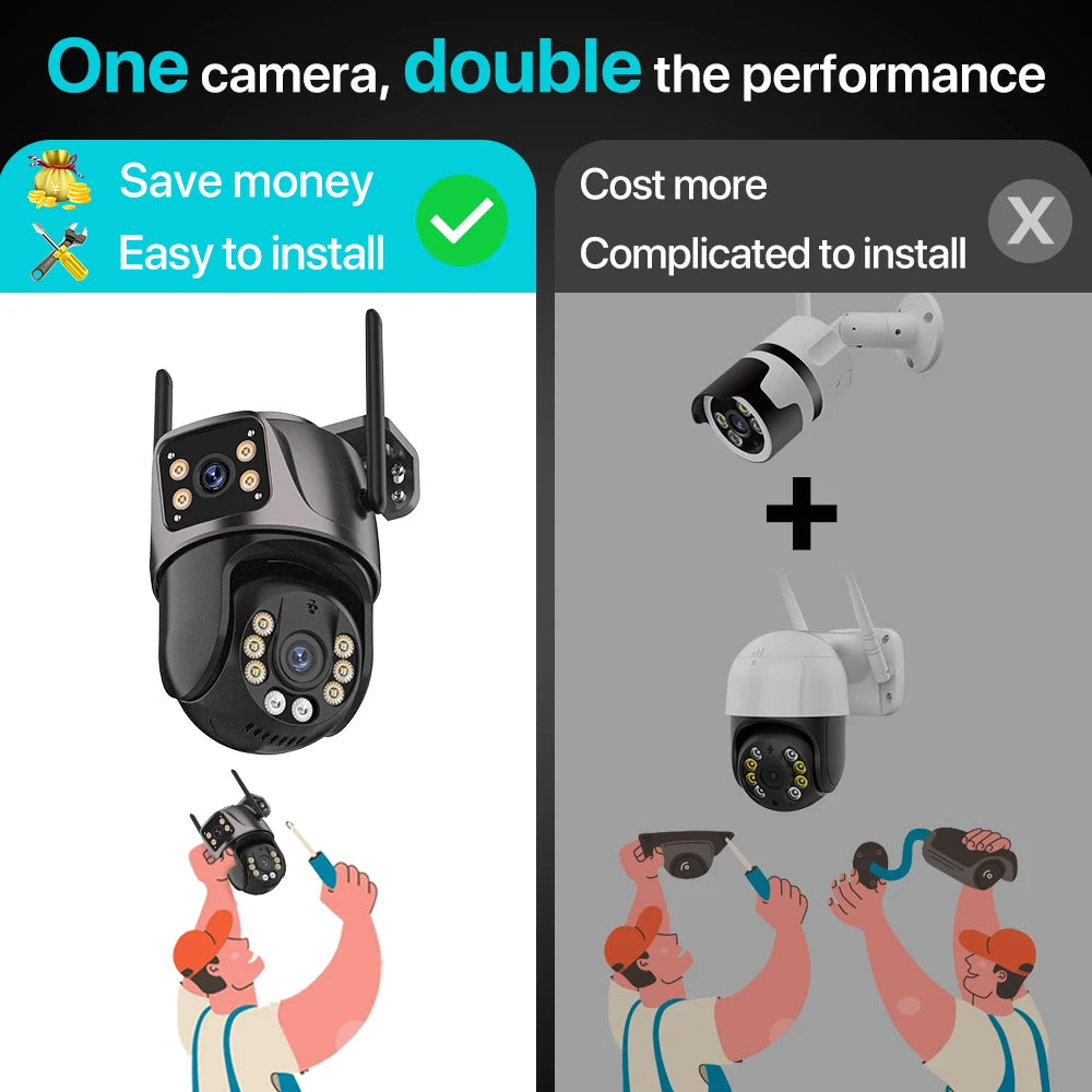 4k 8mp hd wifi câmera ptz ao ar livre 4mp lente dupla tela ai rastreamento automático câmera ip cctv áudio vídeo vigilância p2p icsee
