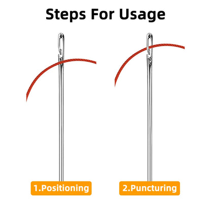 12pçs agulha cega para idosos, agulha com buraco lateral, mão doméstica, costura de aço inoxidável, rosqueamento incomum, vestuário, costura diy