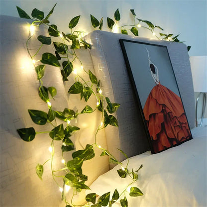 Decoração para Casa, Árvore de Natal, Árvore de Natal, Flor Verde Luzes Cordas, Videira Artificial, Luzes de Fadas