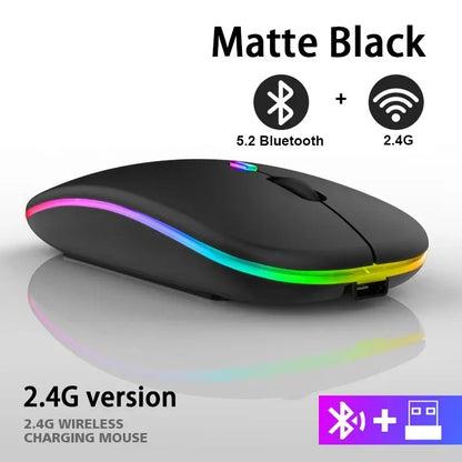 Mouse ergonômico sem fio para jogos, Mouse recarregável, RGB, Bluetooth, LED retroiluminado, apto para laptop, PC, 3600DPI