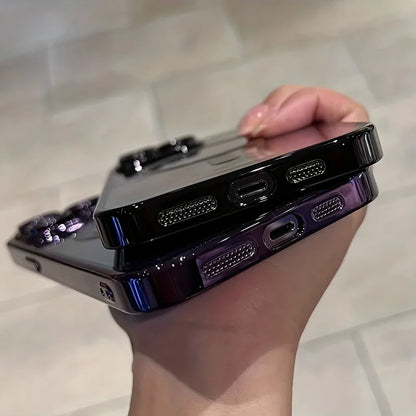 Chapeamento Magnético de Luxo Caso Transparente, Carregamento Sem Fio Magsafe, iPhone 11, 12, 13, 14, 15, 16 Pro Max Plus, Capa de Silicone à Prova de Choque