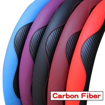 Capa de volante de carro de couro de fibra de carbono PU sem anel interno adequado para 14,5-15 polegadas de suprimentos automotivos