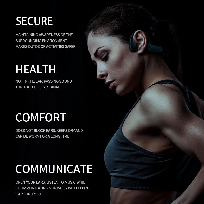 Xiaomi-Real Bone Conduction Sport Headphone, fone de ouvido sem fio, fone de ouvido compatível com Bluetooth, mãos-livres com microfone para correr