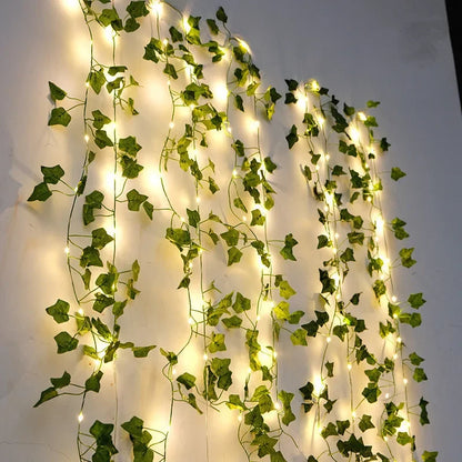 Decoração para Casa, Árvore de Natal, Árvore de Natal, Flor Verde Luzes Cordas, Videira Artificial, Luzes de Fadas