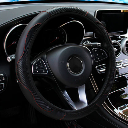 Capa de volante de carro de couro de fibra de carbono PU sem anel interno adequado para 14,5-15 polegadas de suprimentos automotivos