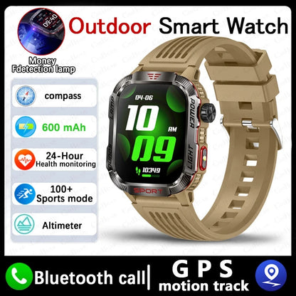 Novo para huawei xiaomi militar gps relógio inteligente masculino lanterna bússola à prova dwaterproof água esporte ao ar livre rastreador bluetooth chamada smartwatch