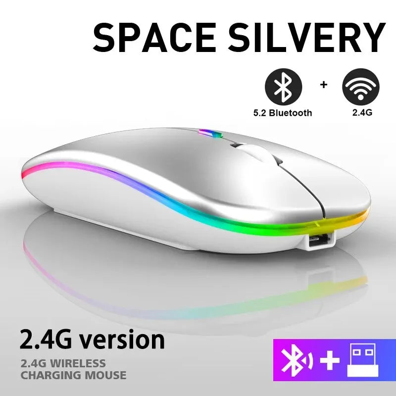 Mouse ergonômico sem fio para jogos, Mouse recarregável, RGB, Bluetooth, LED retroiluminado, apto para laptop, PC, 3600DPI
