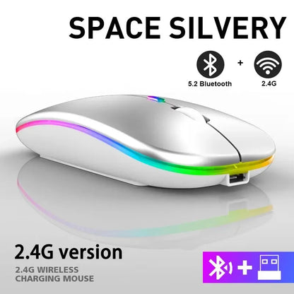 Mouse ergonômico sem fio para jogos, Mouse recarregável, RGB, Bluetooth, LED retroiluminado, apto para laptop, PC, 3600DPI