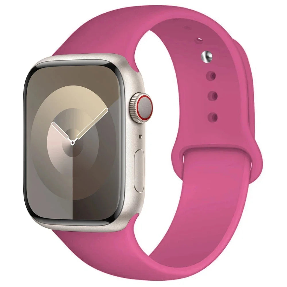 Pulseira de Silicone para Apple Watch, Pulseira Esportiva, iWatch Series 8, 7, 6, 5, 4, 3, SE, 9 Ultra 2, 44mm, 45mm, 40mm, 41 milímetros, 42 38 milímetros, 49 milímetros
