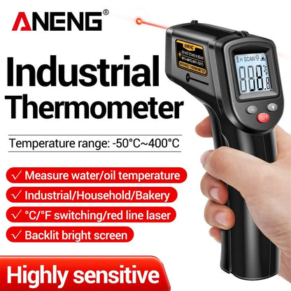 ANENG-Termômetro Infravermelho Digital, Medidor de Temperatura Gun, Higrômetro, Altamente Sensível, Sem Contato, Celsius Display, TH201
