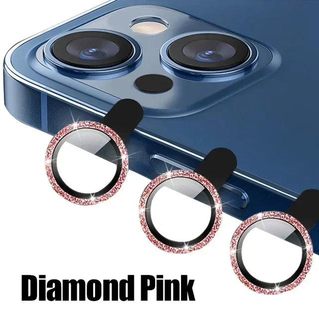 Metal Lens Protector Glass para iPhone, Back Camera Lens Protection Film, 13 Mini, 15 Plus, 12, 11, 14 Pro Max, 3Pcs