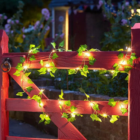 Decoração para Casa, Árvore de Natal, Árvore de Natal, Flor Verde Luzes Cordas, Videira Artificial, Luzes de Fadas