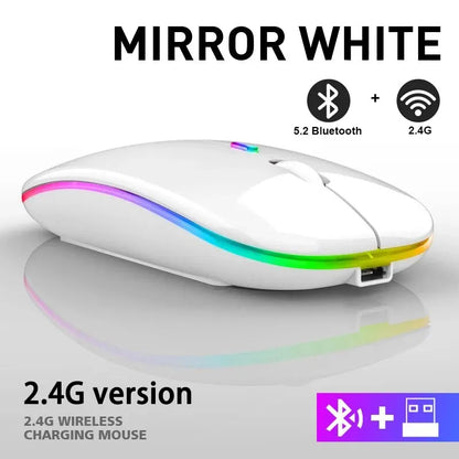 Mouse ergonômico sem fio para jogos, Mouse recarregável, RGB, Bluetooth, LED retroiluminado, apto para laptop, PC, 3600DPI