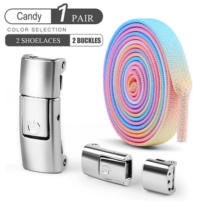 8mm sem laço sapato cadarços imprensa bloqueio cadarços sem laços elásticos tênis crianças adulto ampliado cadarço plano para sapatos