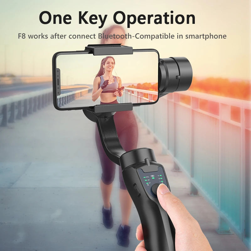 F8 portátil 3 eixos cardan suporte do telefone anti shake estabilizador de gravação de vídeo para xiaomi iphone celular smartphone
