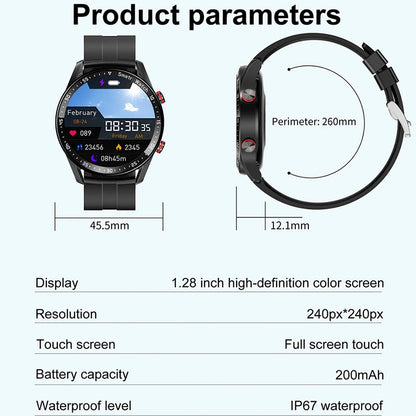 Impermeável relógio inteligente para homens, Bluetooth chamada, saúde do laser, pressão arterial, fitness esportes relógios, caixa, ECG, PPG