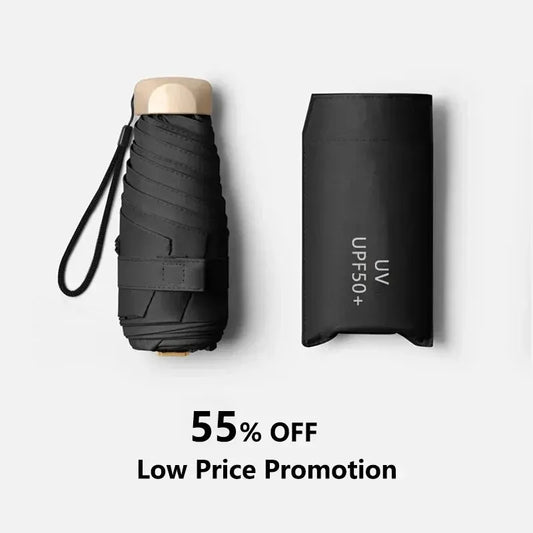1pc 55% de desconto mini guarda-sol bolso chuva guarda-chuva vinil dobrável proteção ultravioleta uv sombra de sol bolso guarda-sol cápsula