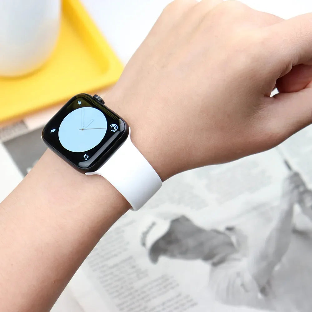 Pulseira de Silicone para Apple Watch, Pulseira Esportiva, iWatch Series 8, 7, 6, 5, 4, 3, SE, 9 Ultra 2, 44mm, 45mm, 40mm, 41 milímetros, 42 38 milímetros, 49 milímetros