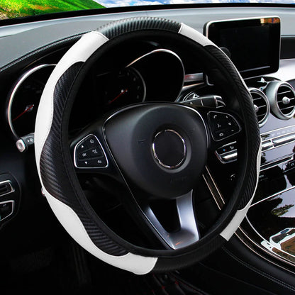 Capa de volante de carro de couro de fibra de carbono PU sem anel interno adequado para 14,5-15 polegadas de suprimentos automotivos