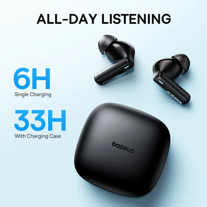 Baseus Bowie E19 Fones de ouvido sem fio, Bluetooth 5.3, Big Bass, Drivers de 12mm, Fones de ouvido à prova d'água IPX5