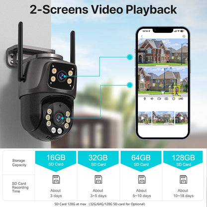 4k 8mp hd wifi câmera ptz ao ar livre 4mp lente dupla tela ai rastreamento automático câmera ip cctv áudio vídeo vigilância p2p icsee