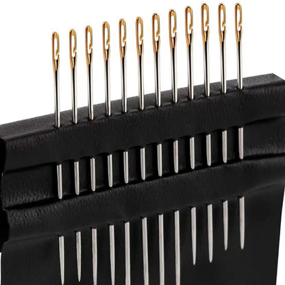 12pçs agulha cega para idosos, agulha com buraco lateral, mão doméstica, costura de aço inoxidável, rosqueamento incomum, vestuário, costura diy