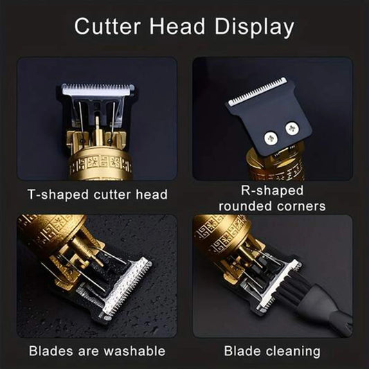 Profissional elétrica recarregável cabelo Clipper para homens, máquina vintage, barbeiro aparador, corte